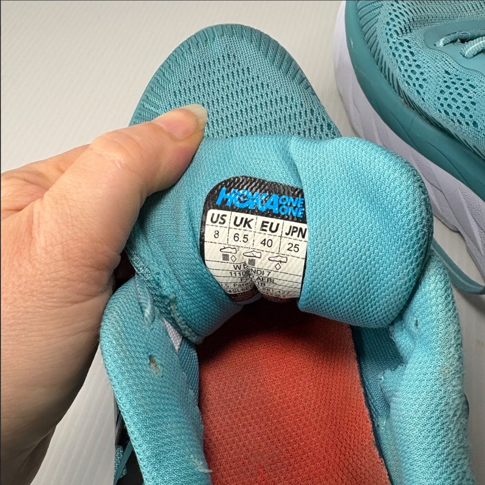 HOKA ONE Bondi 7 ATHLETIC Running SHOES in Eggshell Blue - Men’s - Size 8 US - Picture 13 of 16